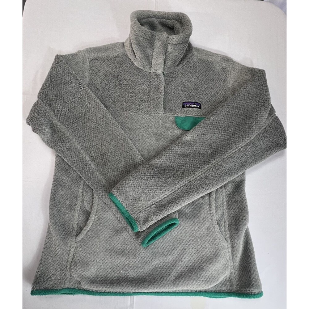 Patagonia Womens Gray Green Long Sleeve Polartec 1/4 Snap Fleece Pullover Size S
